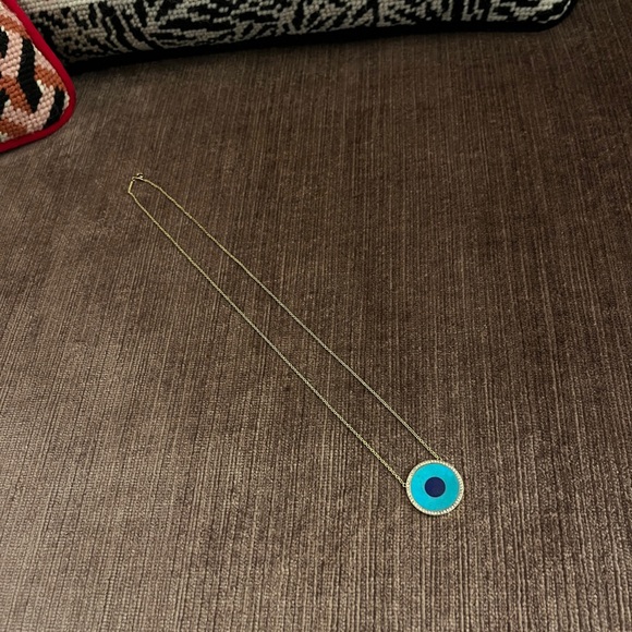 Turquoise Inlay Evil Eye Necklace with Diamonds for Women  Jennifer Meyers Turquoise Inlay Evil Eye Necklace With Diamonds